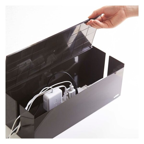 Černo-hnědý box na nabíječky YAMAZAKI Web Cable Box