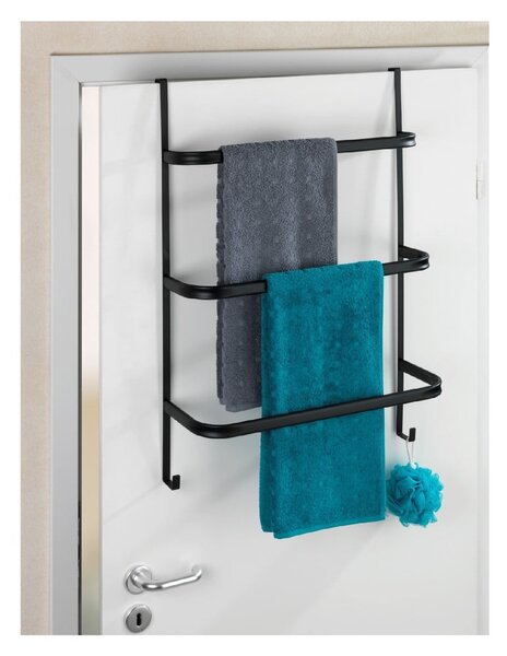 Černý samodržící věšák na ručníky Wenko Towel Holder Black, 21 x 54 cm