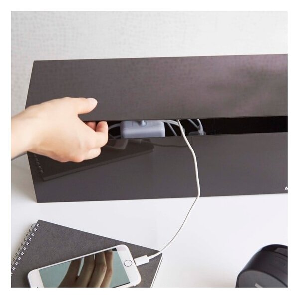 Černo-hnědý box na nabíječky YAMAZAKI Web Cable Box