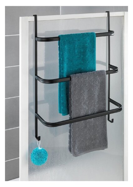 Černý samodržící věšák na ručníky Wenko Towel Holder Black, 21 x 54 cm