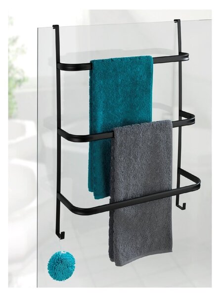 Černý samodržící věšák na ručníky Wenko Towel Holder Black, 21 x 54 cm