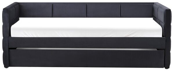 Rozkládací postel Umělý samet CHAVONNE II 90 x 200 cm Černá