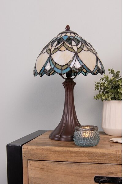 Béžovo-hnědá stolní lampa Tiffany Delafosse - Ø 25*42 cm E14/ 1*40W - Clayre & Eef