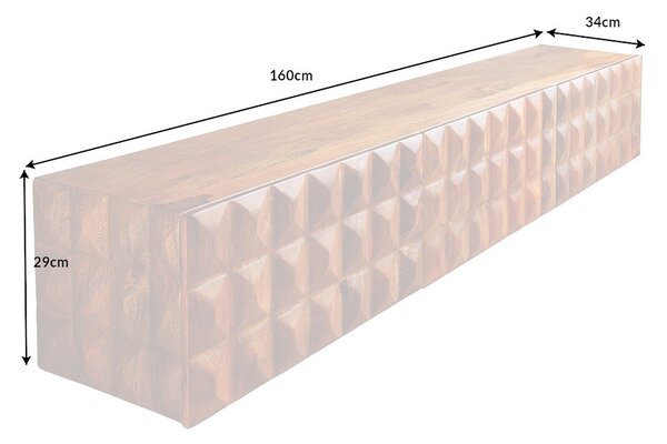 Designový závěsný TV stolek Ladarius 160 cm mango
