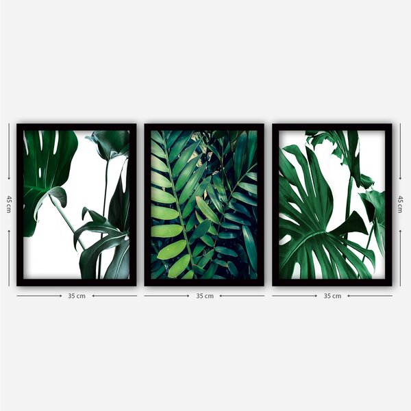 ASIR Dekorativní obraz 3ks MDF MONSTERA 35 x 45 cm