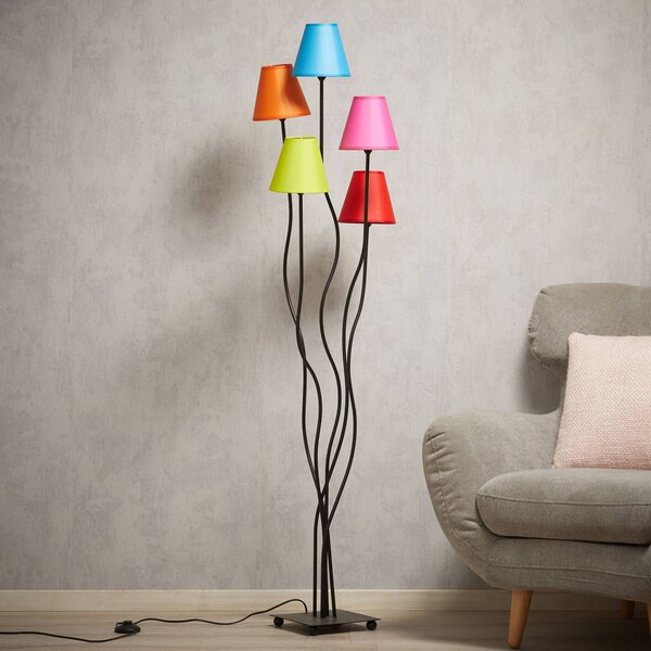 Näve Textilní stojací lampa Colori 5zdrojová rozmanitá, Obývací pokoj / jídelna, Textil / tkanina / hedvábí, Young lifestyle
