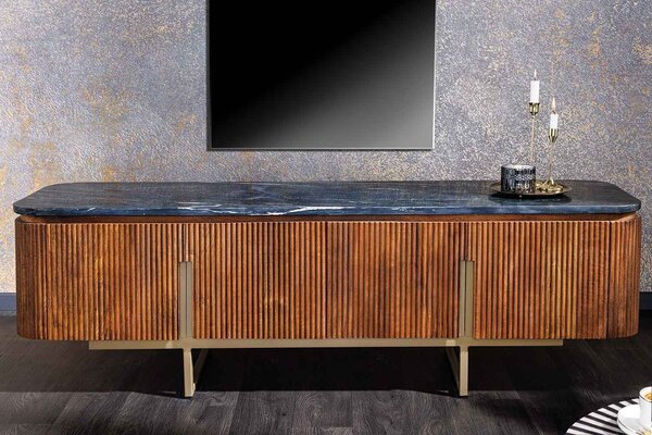 Designový TV stolek Daichi 160 cm mango/mramor