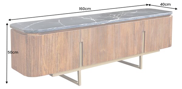 Designový TV stolek Daichi 160 cm mango/mramor