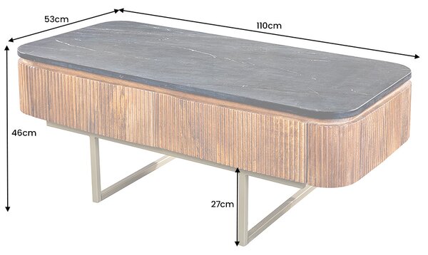 Designový konferenční stolek Daichi 110 cm mango/mramor