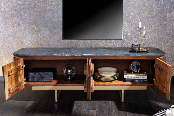 Designový TV stolek Daichi 160 cm mango/mramor