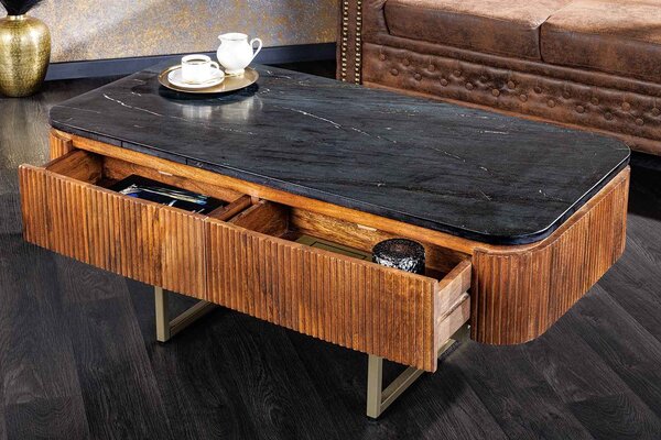 Designový konferenční stolek Daichi 110 cm mango/mramor