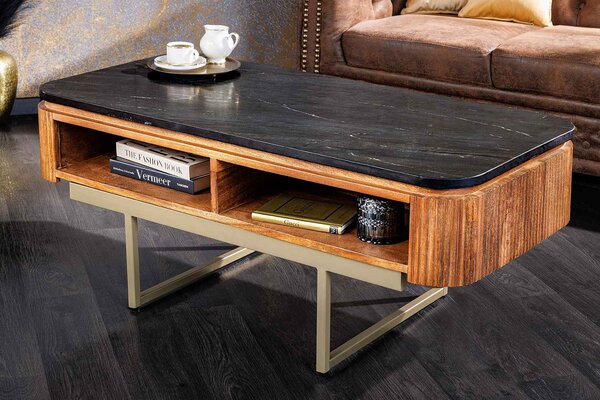 Designový konferenční stolek Daichi 110 cm mango/mramor