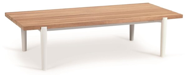 Diphano Hliníkový konferenční stolek Switch Rope, Diphano, obdélníkový 140x62x37 cm, rám hliník barva bílá (white), deska teak