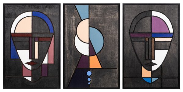 ASIR Nástěnná dekorace dřevo HLAVY 39 x 59 cm (3 kusy)