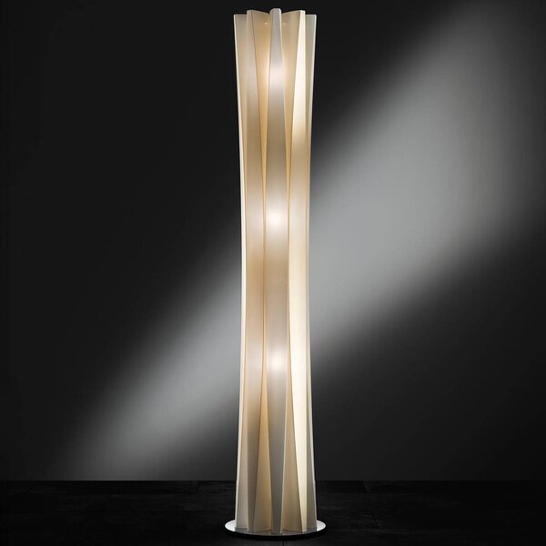 Slamp Stojací lampa Bach, výška 161 cm, zlatá, stmívatelný, Mosaz / zlato, Obývací pokoj / jídelna, Plast, Design