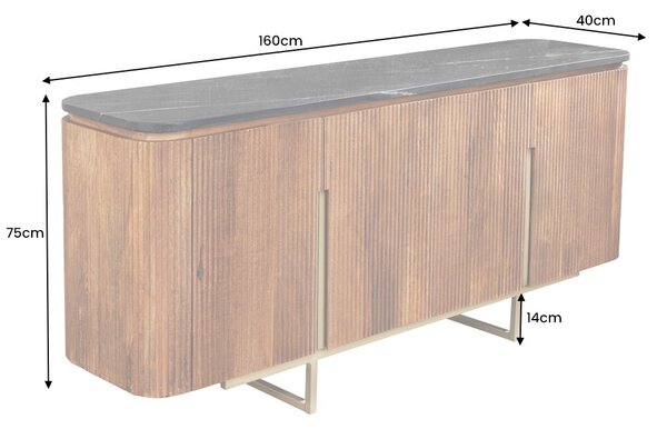 Designová komoda Daichi 160 cm mango/mramor