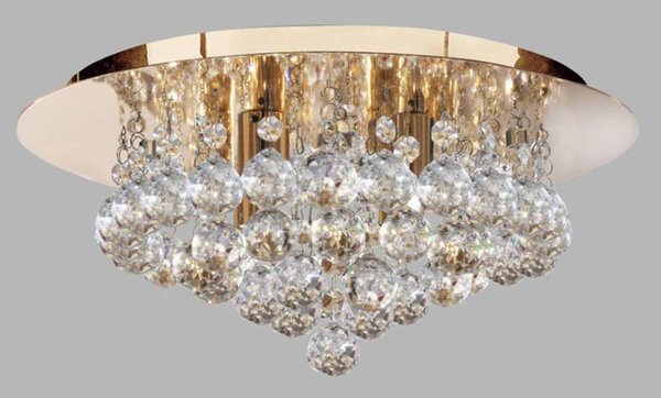 Searchlight Stropní svítidlo Hanna s křišťálovými koulemi, 35 cm, zlatá barva, Čirá / transparetní, Obývací pokoj / jídelna, kov