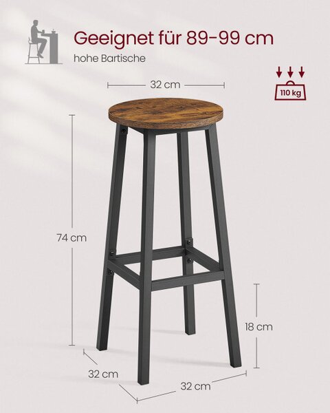 Set dvou barových židlí LBC132K01 (2 ks)