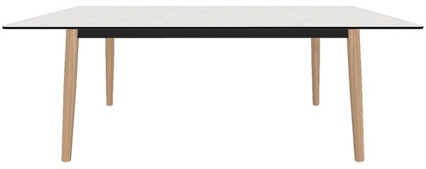 Varaschin Jídelní stůl snížený Ellisse, Varaschin, 200x100x66 cm, rám hliník, nohy teak, deska HPL kat. A, barevné provedení dle vzorníku