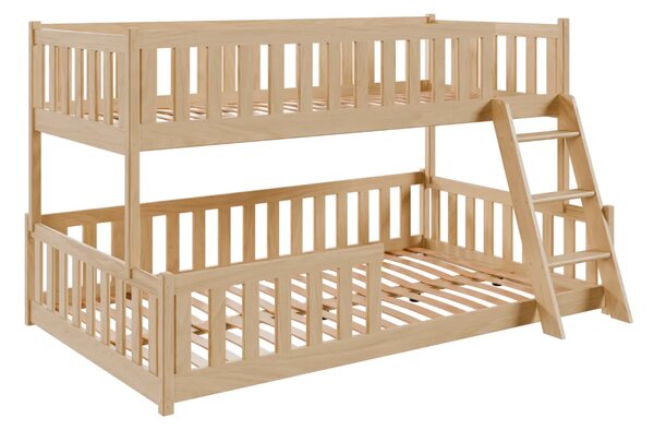 Dětská montessori patrová postel s rozšířeným spodním lůžkem NICE - 200x90/200x120 cm - přírodní
