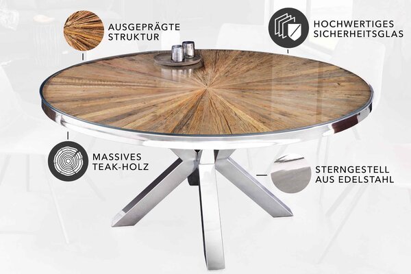 Kulatý jídelní stůl Shark 120 cm teak