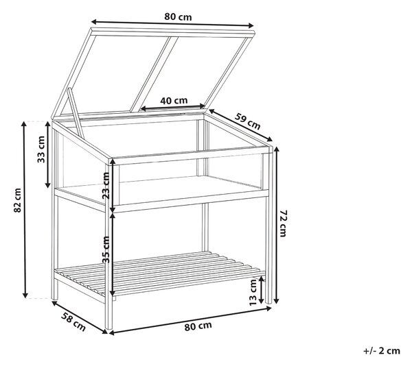 Balkonový skleník ARANOVA 80 cm 58 cm Borovicové dřevo Světle hnědá