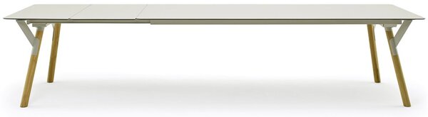 Varaschin Rozkládací jídelní stůl Link, Varaschin, obdélníkový 200-255-310x100x72 cm, rám kov, nohy teak, deska HPL kat. A, barevné provedení dle vzorníku
