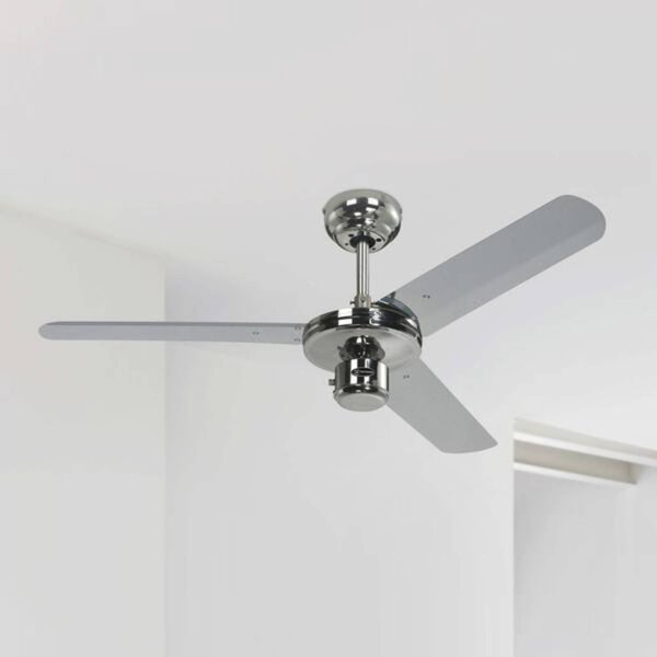 Westinghouse Stropní ventilátor Industrial, chromový, tichý, 122 cm, Chrom / stříbro, kov, Moderní