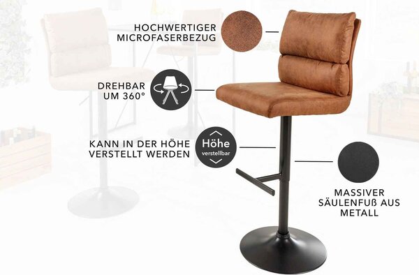Designová barová otočná židle Frank antik hnědá