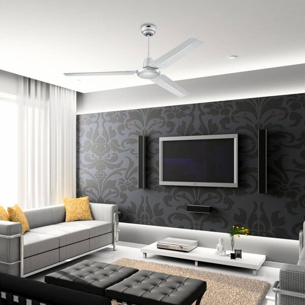 Westinghouse Stropní ventilátor Industrial, stříbrný, tichý, 142 cm, Hliník / šedá / zinek, Obývací pokoj / jídelna, kov, Moderní