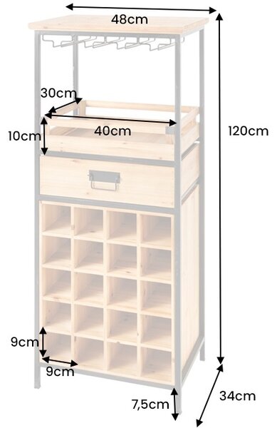 Regál na víno Nikolas 120 cm borovice