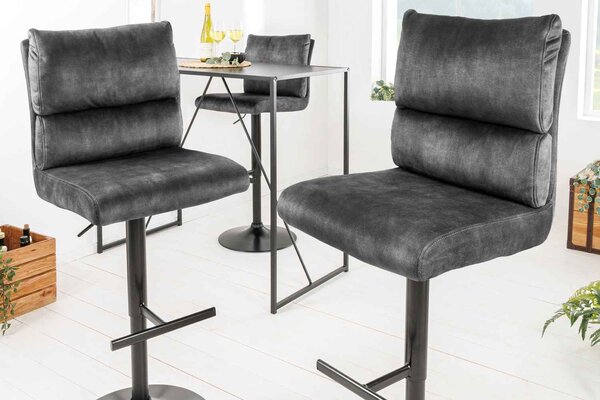 Designová barová otočná židle Frank tmavě šedý samet
