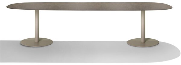 Tribu Jídelní stůl T-Table, Tribu, oválný 240x98x67 cm, rám lakovaná nerez white, deska teak