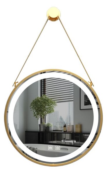 IREDA Koupelnové LED zrcadlo s osvětlením, zlatý rám, 60 cm