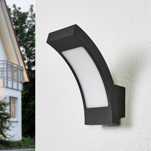 Lucande Venkovní nástěnné svítidlo LED Juvia, 19 cm, antracit, IP54, Černá, Hliník, Moderní