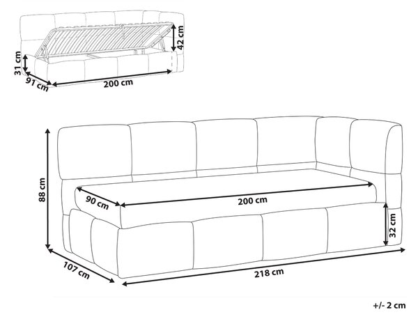 Denní postel Tkanina JACOU 90 x 200 cm s úložným prostorem Pravá Růžová