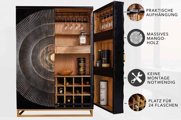 Designová barová skříňka Venetia 140 cm černé mango