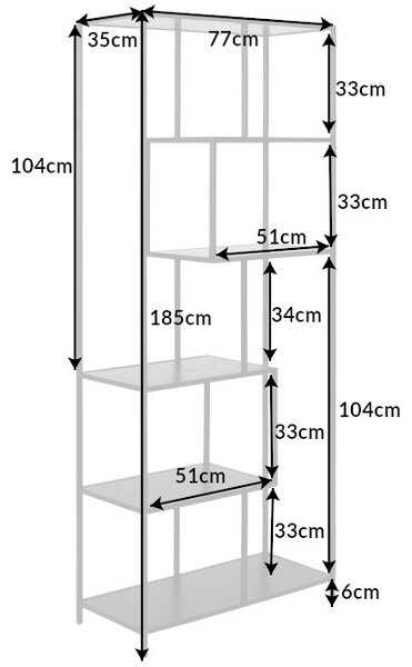 Designový regál Maille 185 x 77 cm mramor antracit