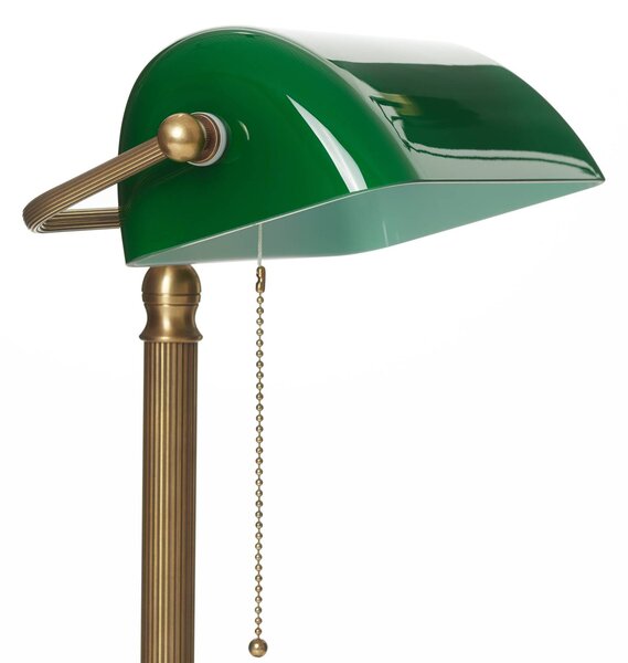 Berliner Messinglampen Ručně vyrobená bankéřská lampa JIVAN, Zelená, Obývací pokoj / jídelna, Sklo, Starožitný