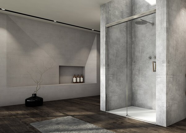 Ronal CADURA CAS2 posuvné sprchové dveře 110 cm Šířka: 1100 mm, Profil: Bílá, Sklo: Hladké čiré