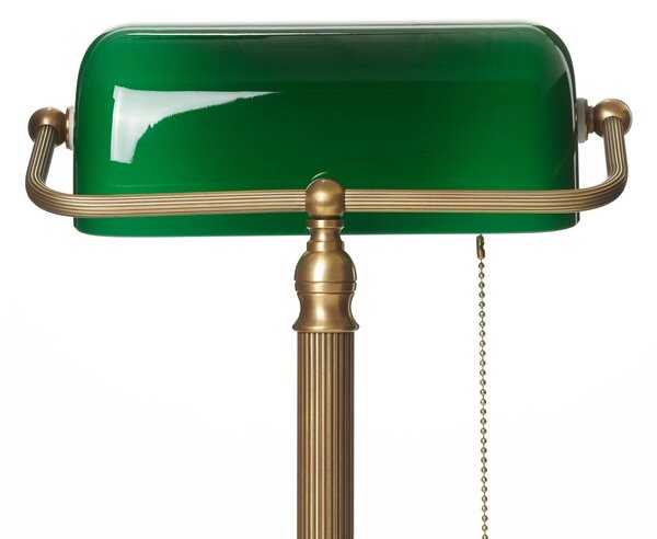 Berliner Messinglampen Ručně vyrobená bankéřská lampa JIVAN, Zelená, Obývací pokoj / jídelna, Sklo, Starožitný