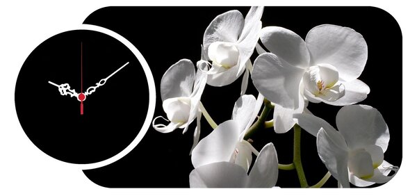 ASIR Nástěnné hodiny s obrazem na MDF ORCHIDEA bílá 68 x 32 cm