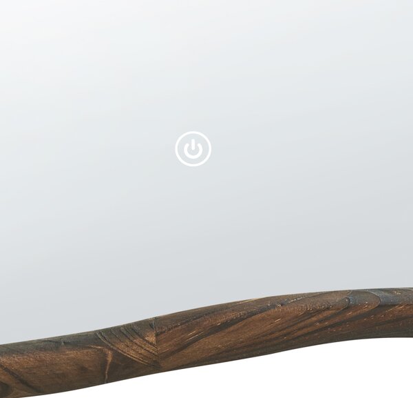 LED koupelnové zrcadlo MANCEY 93 cm 60 cm Tmavě hnědá