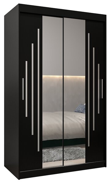 Šatní skříň s posuvnými dveřmi a dvoudílným zrcadlem YORK1 - 120x200cm -Černá-