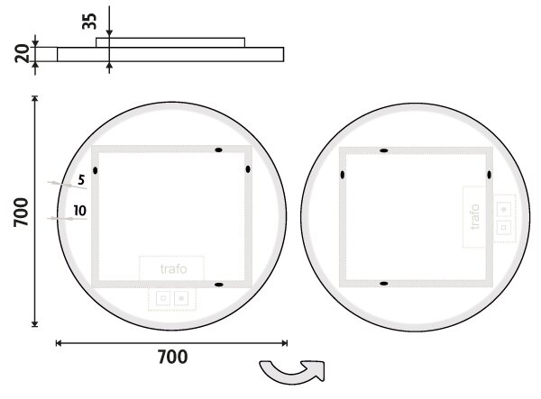 Nimco bílé kulaté zrcadlo do koupelny 70 cm s osvětlením ZPB 28001RVX-05