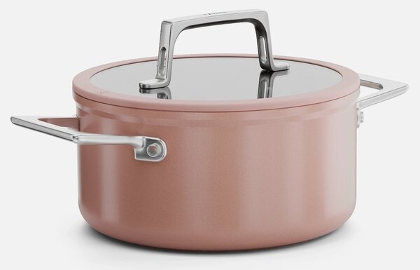 Fabini Hrnec Meda 5.0 Pro, ø 20 cm (2,6 l) - Nepřilnavý hrnec s keramickým povrchem s poklicí, broskvově růžový