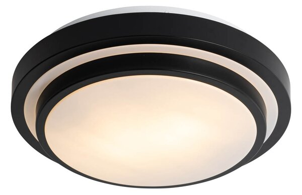 Moderní stropní svítidlo černé s bílým 35 cm IP44 - Walden