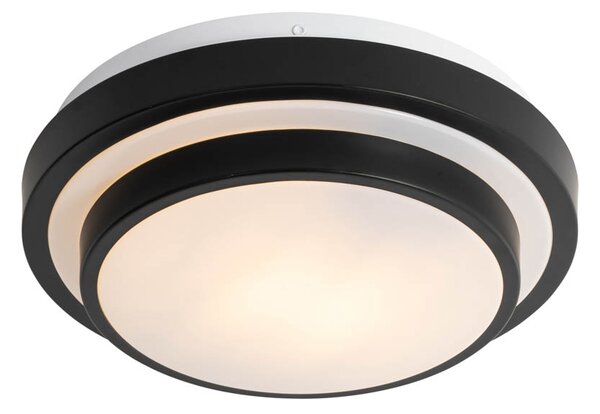 Moderní stropní svítidlo černé s bílou 25 cm IP44 - Walden