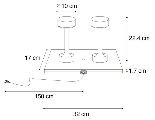 Sada 2 zlatých dobíjecích stolních lamp RGBW - Isobel