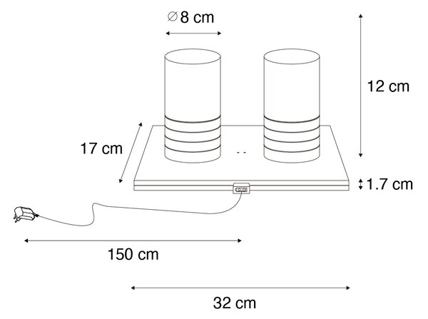 Sada 2 stolních lamp tmavě bronzová RGBW dobíjecí - Alessia